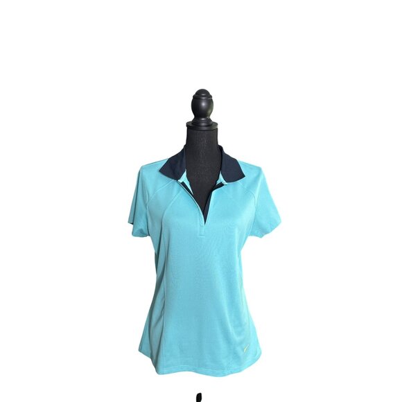 2007 Nike Women's Blue Turquoise Golf Polo Shirt Size L NWT - Picture 1 of 11